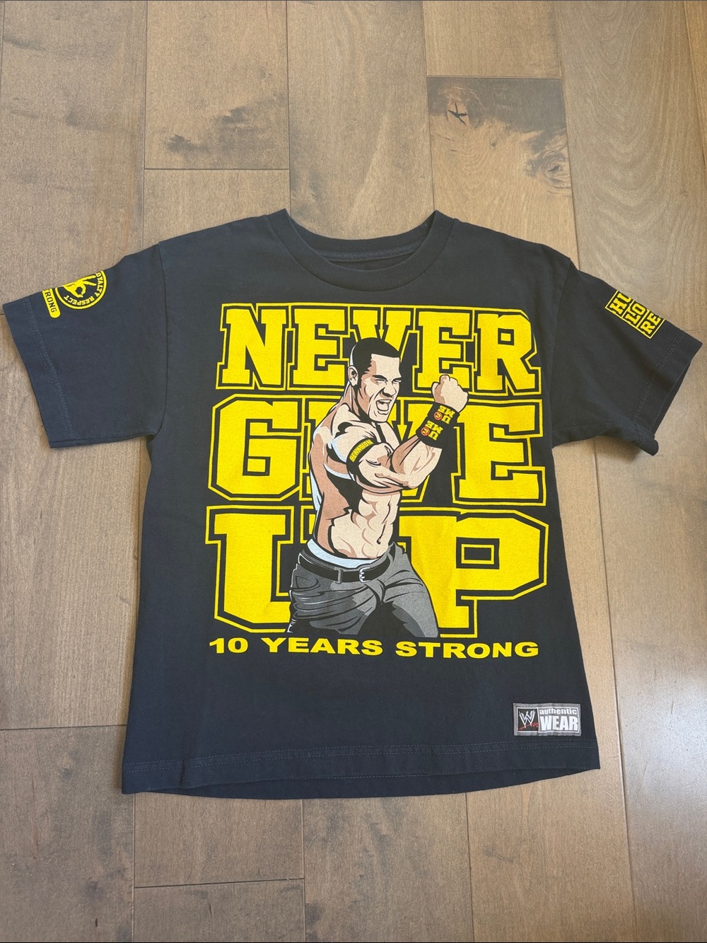 2011 John Cena WWE Authentic Wear Youth Medium Hustle Loyalty Respect Shirt